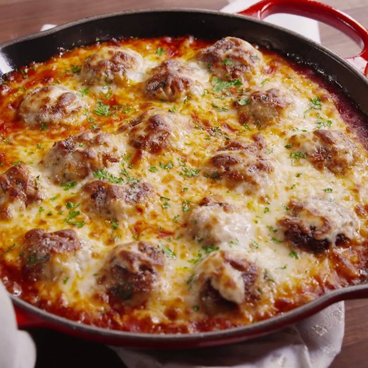 Chicken Parm Meatball Skillet - Cooking TV Recipes