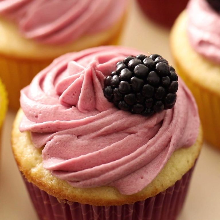 Lemon Cupcake With Blackberry Buttercream Cooking Tv Recipes