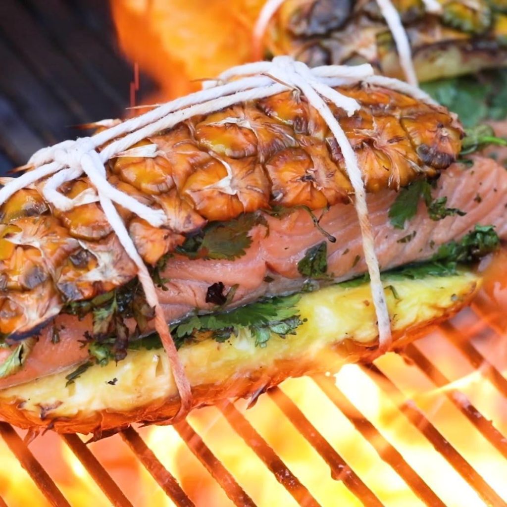 Pineapple Salmon Plank Grilled Cooking TV Recipes