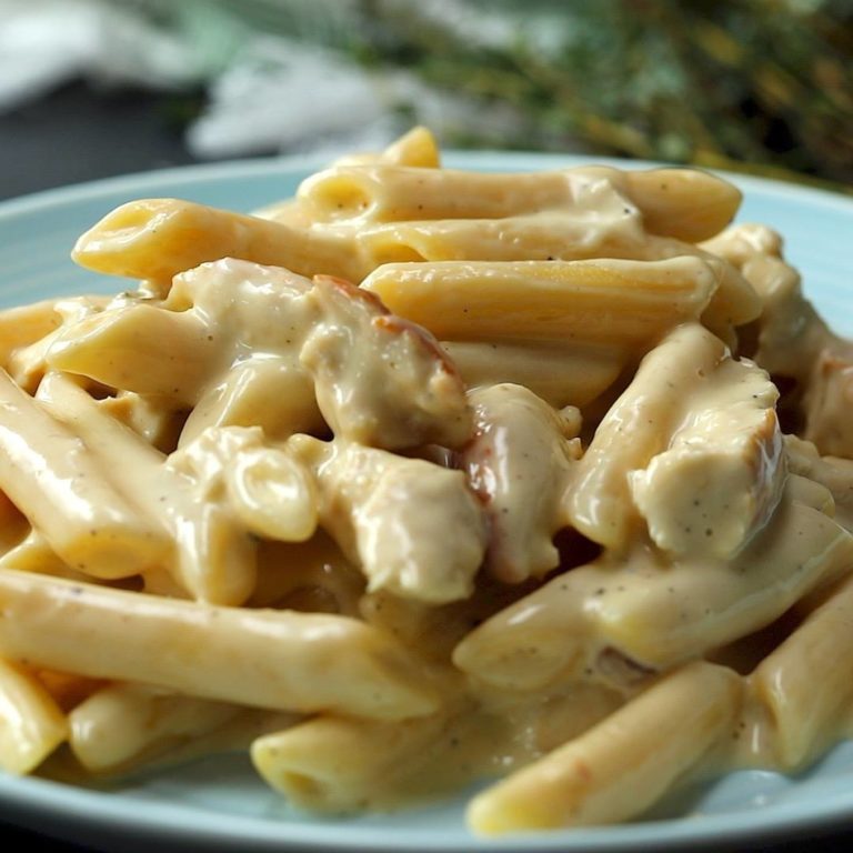 Roasted Garlic Chicken Alfredo Penne - Cooking TV Recipes