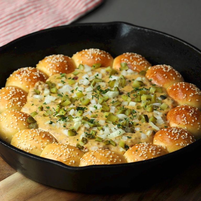 Skillet Bacon Cheeseburger Dough Ball Dip Cooking TV Recipes